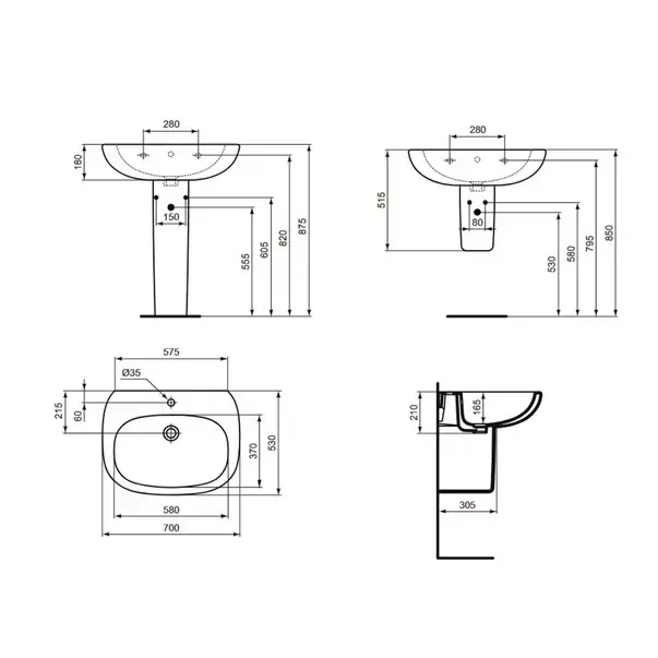 Semipiedestal pentru lavoar Ideal Standard Tesi alb [4]