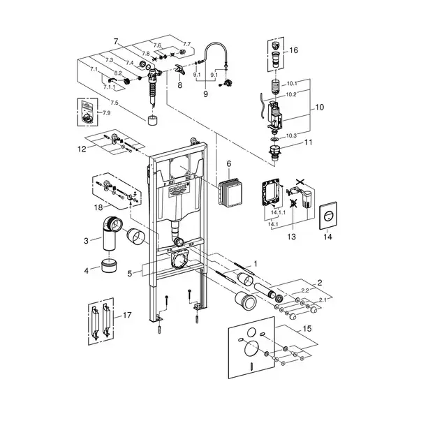 Set 6 in 1 Grohe Rapid SL pentru vas WC cu clapeta Nova Cosmopolitan alba [3]