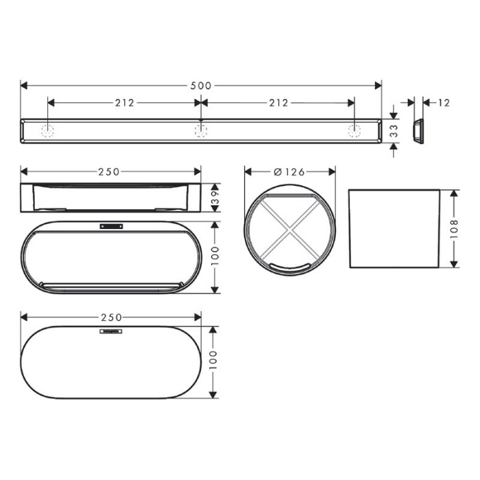 Set accesorii de baie, Hansgrohe, WallStoris, cu bara de suport, negru mat [2]
