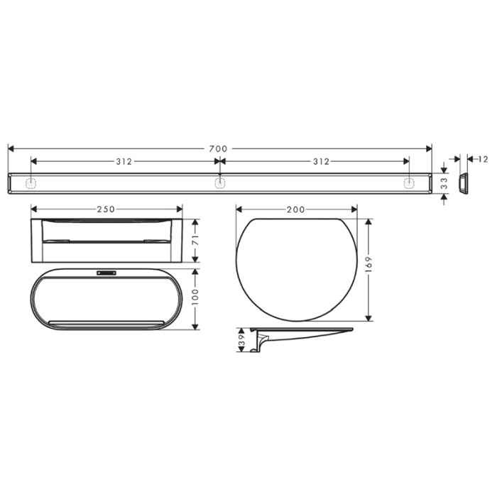 Set accesorii de baie pentru cada, Hansgrohe, WallStoris, negru mat [2]