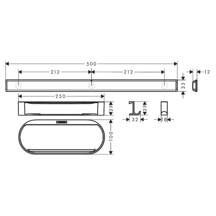 Set accesorii de baie pentru dus, Hansgrohe, WallStoris, negru mat [2]