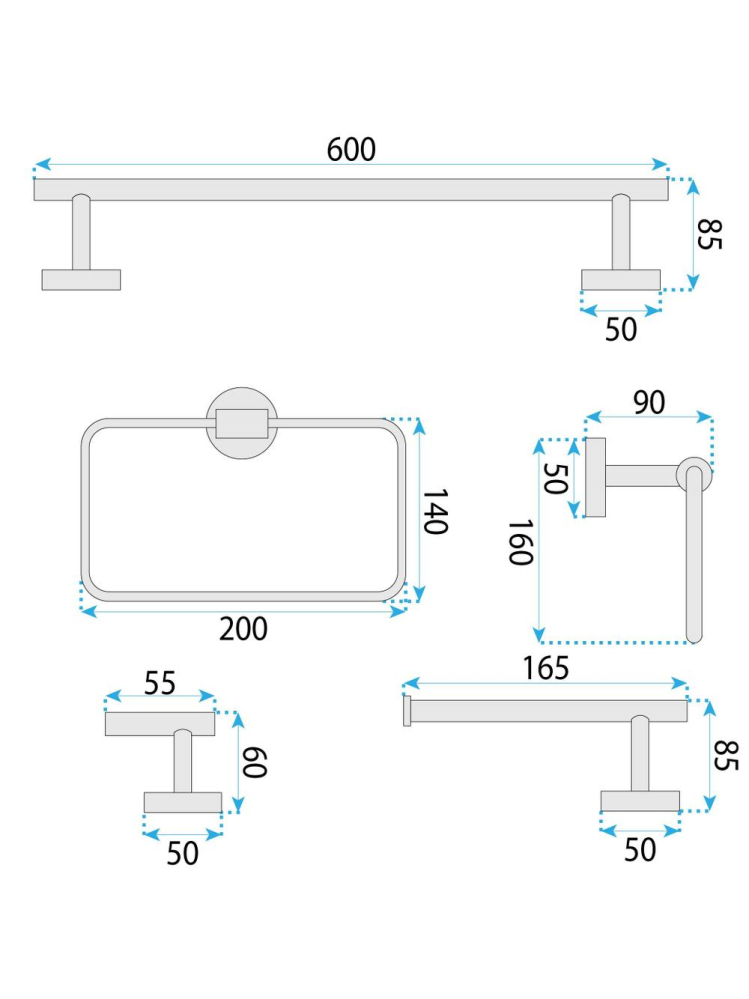 Set accesorii pentru baie GRID 4 piese titan [7]