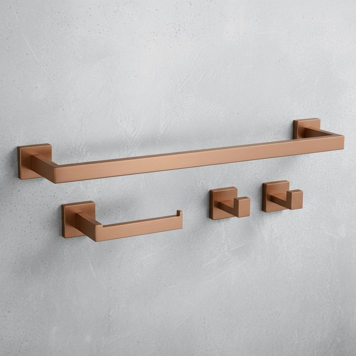 Set accesorii pentru baie Rio 4 piese cupru periat  [1]