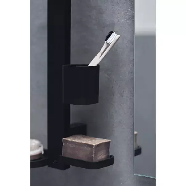 Set accesorii pentru lavoar Ideal Standard Alu+ negru mat din aluminiu 70 cm cu oglinda mobila [6]