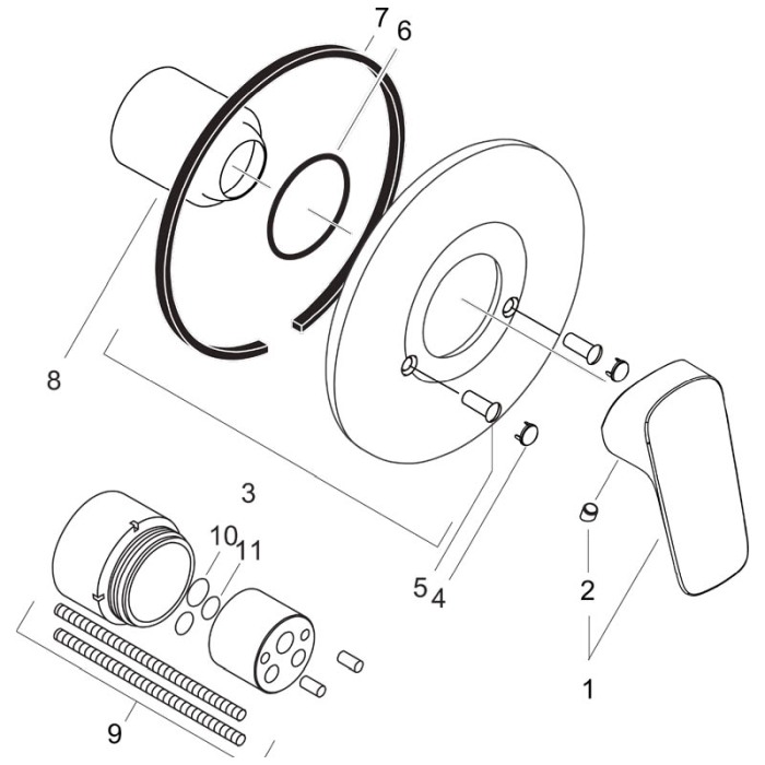 Set baterie dus si corp incastrat, Hansgrohe, Logis, Crom [4]