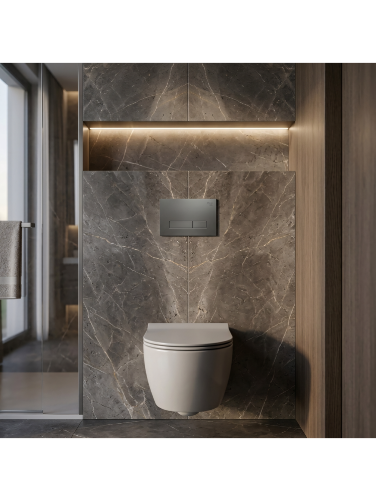 Set Cadru Ingropat Rea Slim 024N pentru WC cu Buton HD Titan Mat [8]