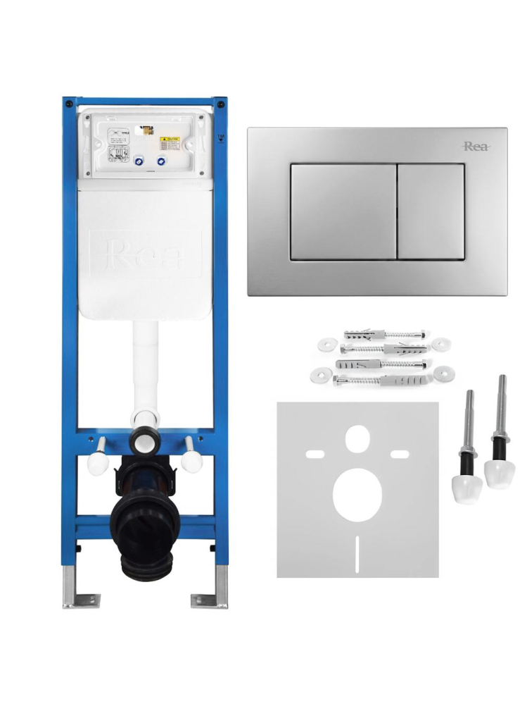 Set Cadru Ingropat Slim Rea 024N WC Buton J Satin Silver [12]