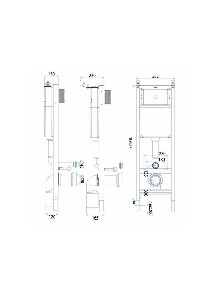 Set cadru ingropat Rea Slim 024N WC buton alb glass adancime 90 mm [12]