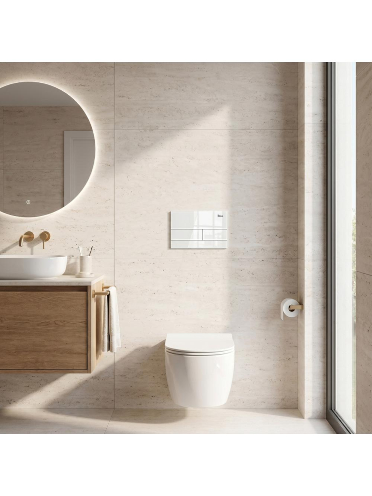 Set cadru ingropat Rea Slim 024N WC buton alb glass adancime 90 mm [2]