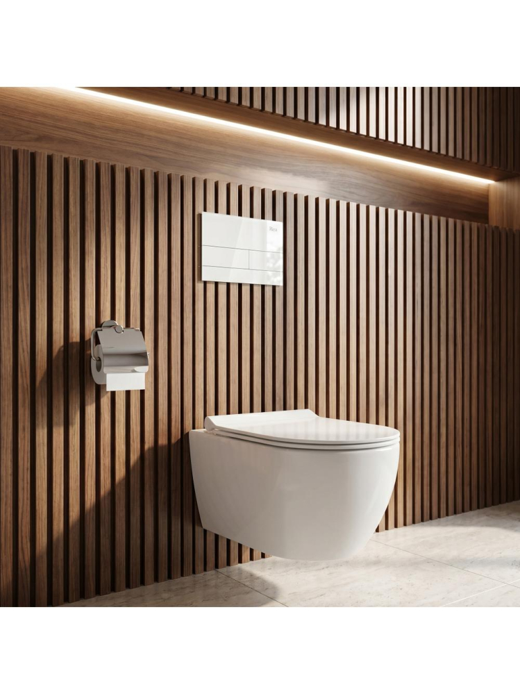 Set cadru ingropat Rea Slim 024N WC buton alb glass adancime 90 mm [6]