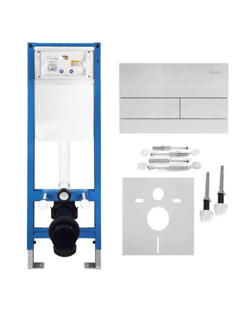 Set Cadru Îngropat Rea Slim 024N WC Buton Tip T Oțel Periat [12]