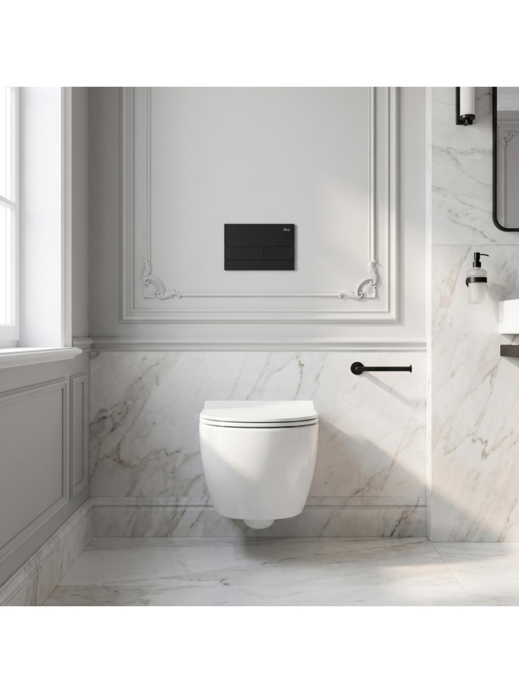 Set Cadru Ingropat REA Slim 024N pentru WC Buton T Negru Mat [8]