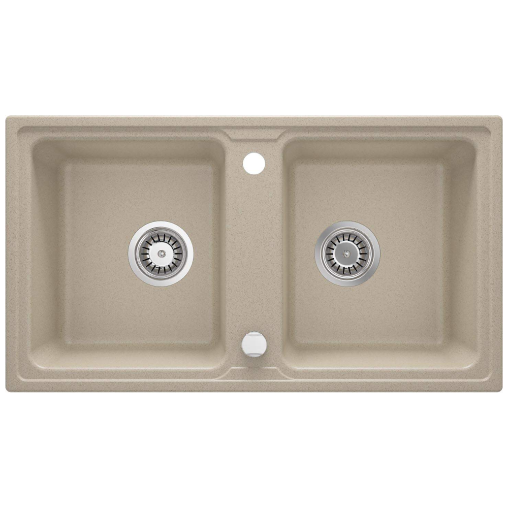 Set chiuveta bucatarie 2 cuve si baterie Deante Zorba finisaj bej 78x44cm [2]