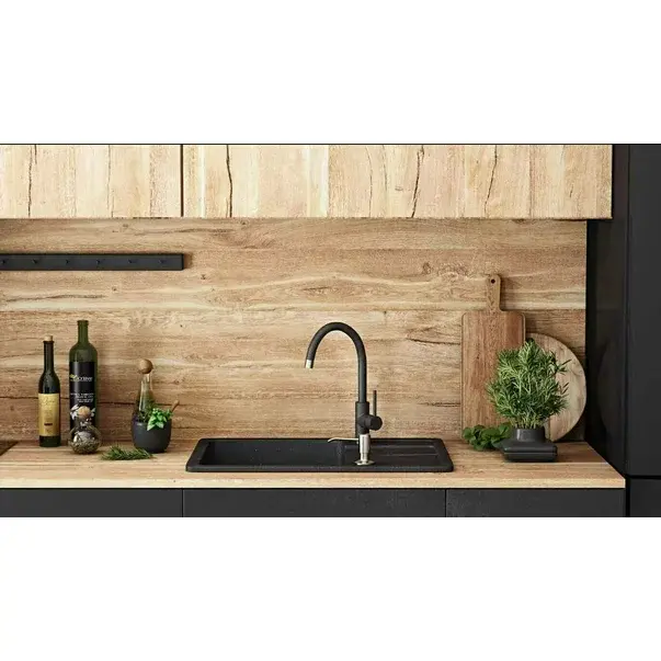 Set chiuveta bucatarie Rea Nils 5 in 1 negru cu o cuva si baterie [2]