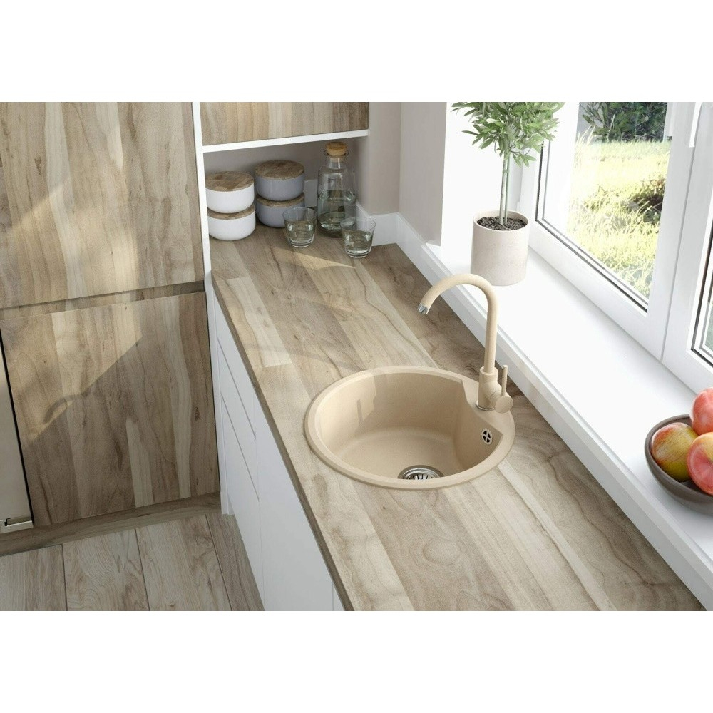 Set chiuveta bucatarie si baterie Deante Solis finisaj bej 48cm [3]