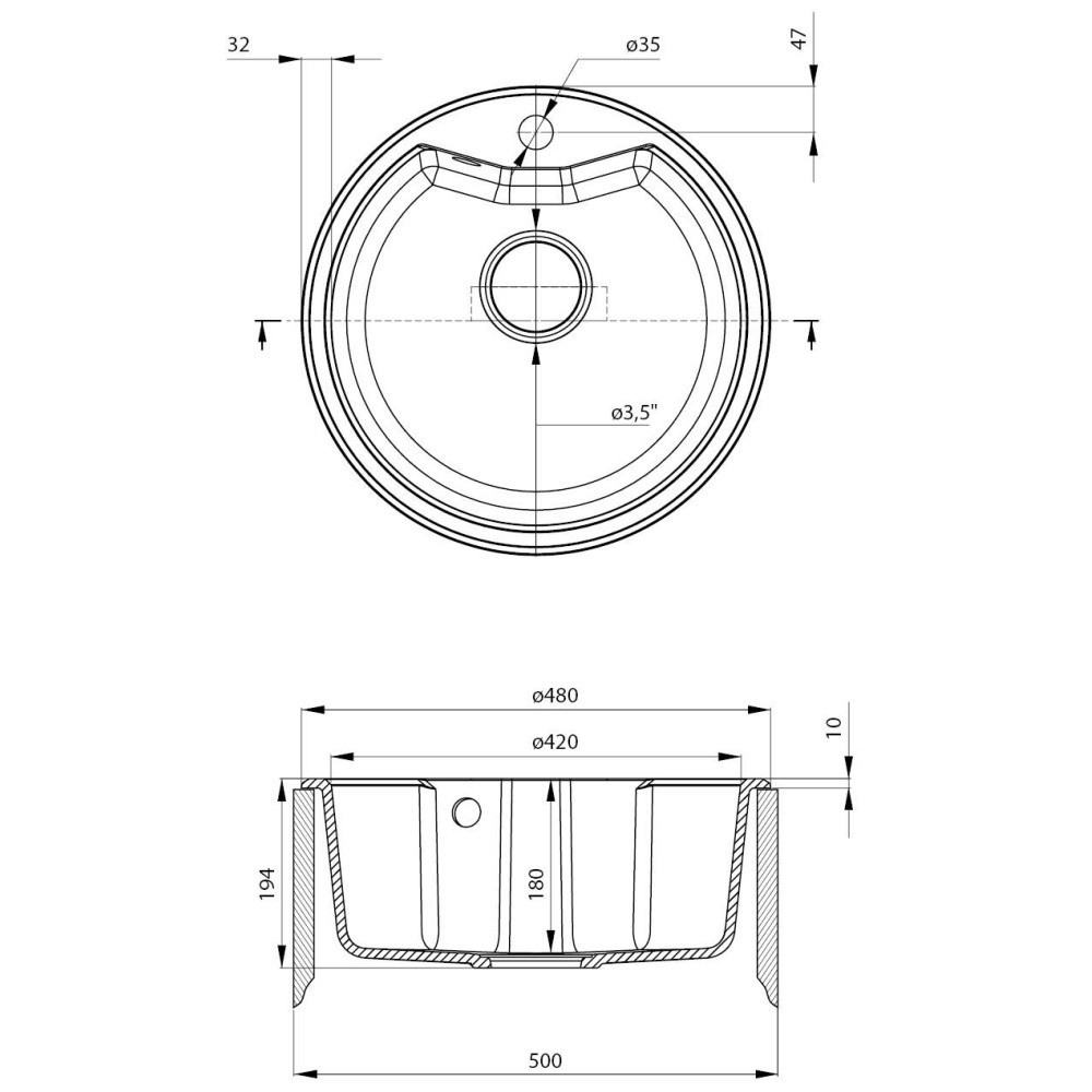 Set chiuveta bucatarie si baterie Deante Solis finisaj bej 48cm [4]