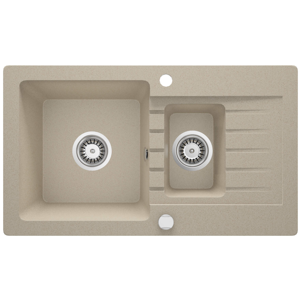 Set chiuveta bucatarie si baterie Deante Zorba finisaj bej 2 cuve 76x44cm [2]