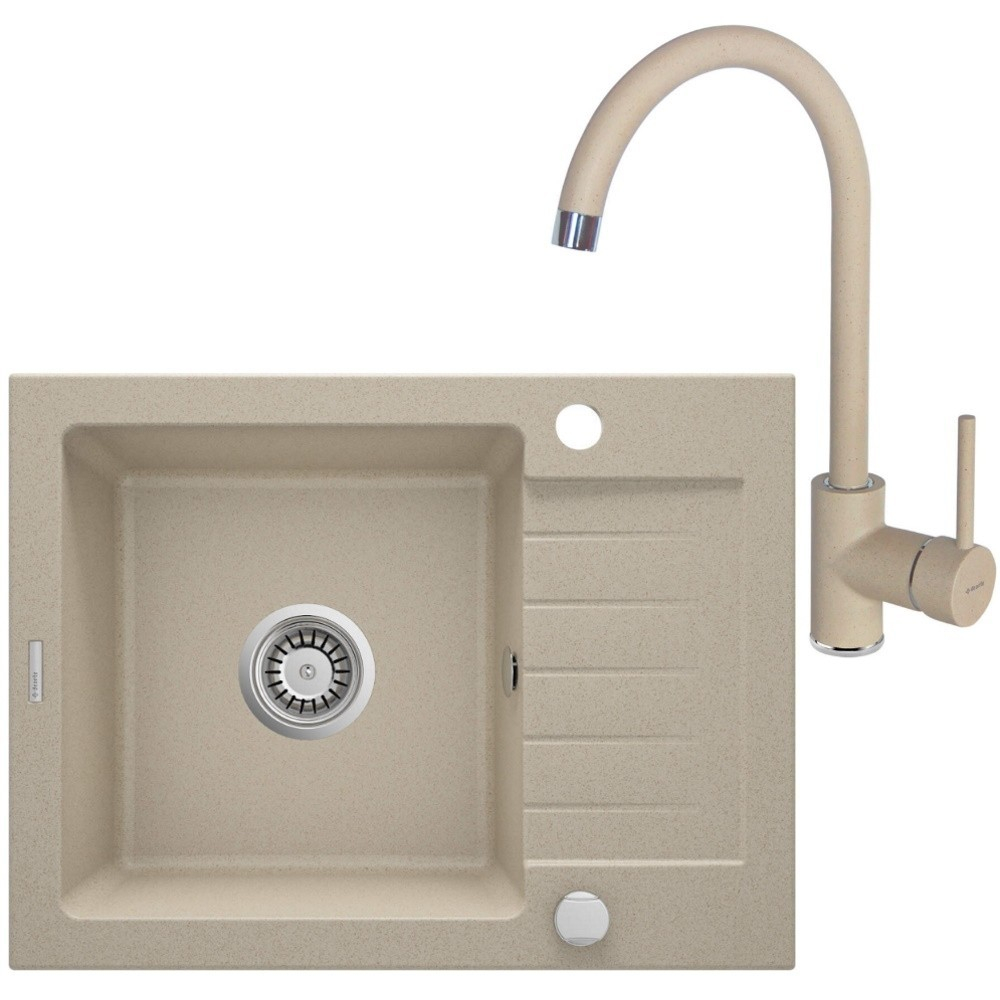 Set chiuveta bucatarie si baterie Deante Zorba finisaj bej periat 58x44cm [1]