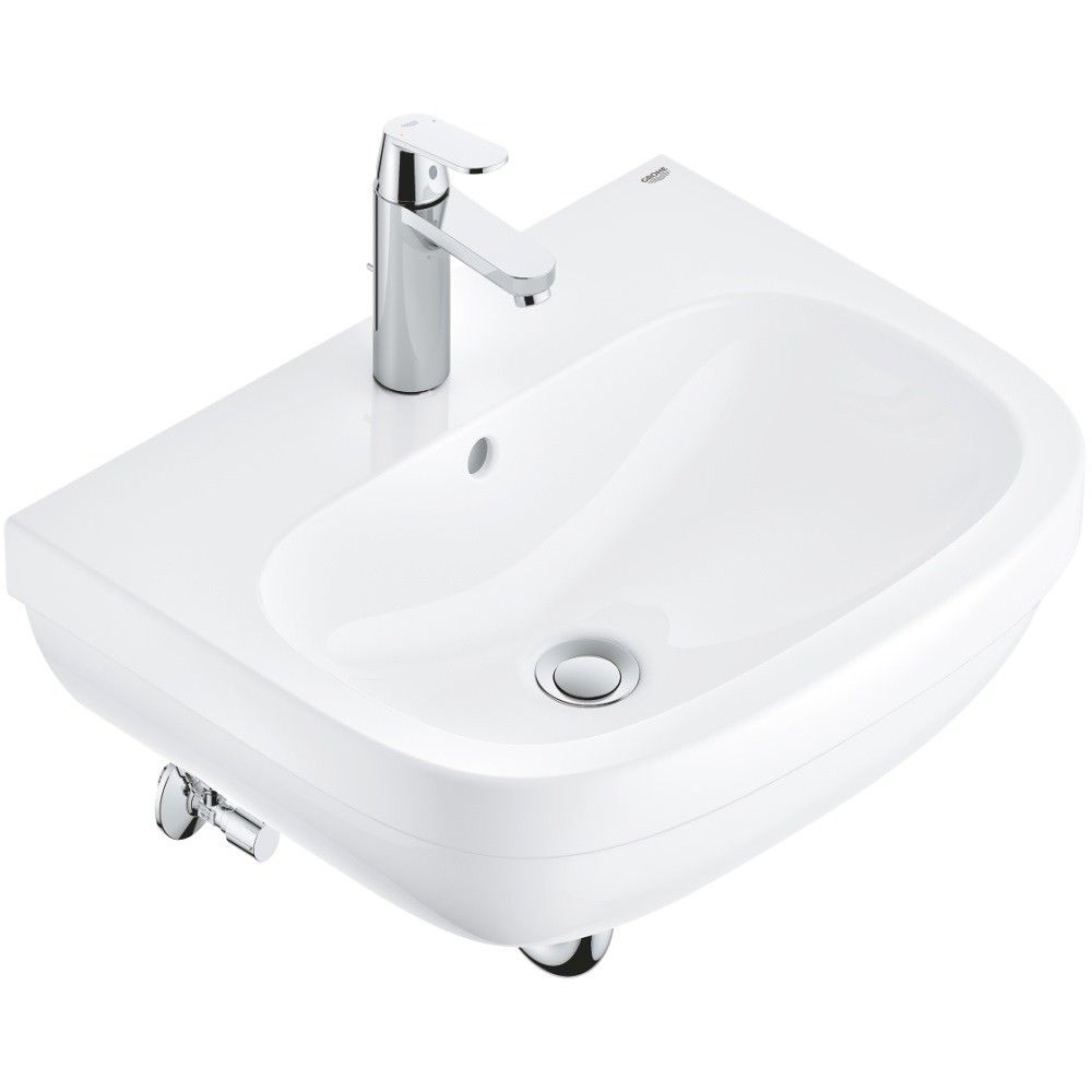 Set complet lavoar baie suspendat Grohe Euro Ceramic/Eurosmart Cosmopolitan 59.5x48 cm, cu baterie, sifon si robineti coltar [1]