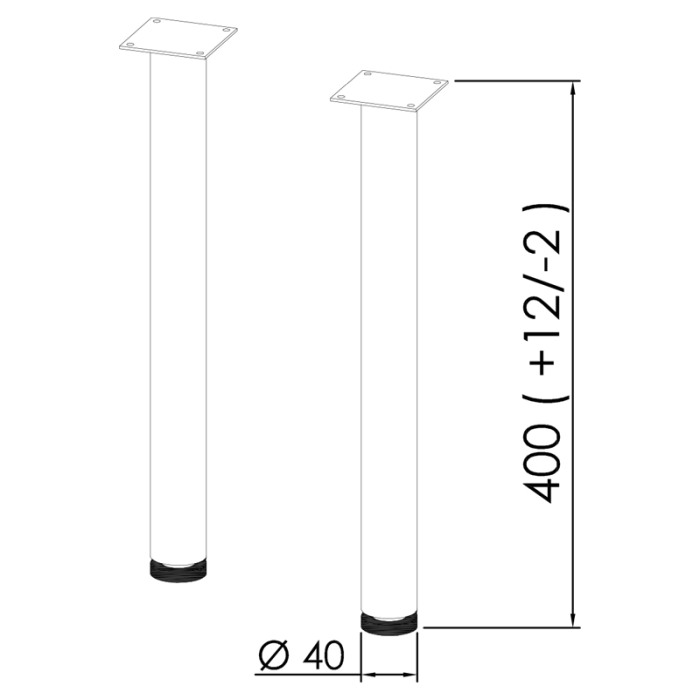 Set de 2 picioare pentru mobilier, Kolpasan, 40 cm, crom [2]