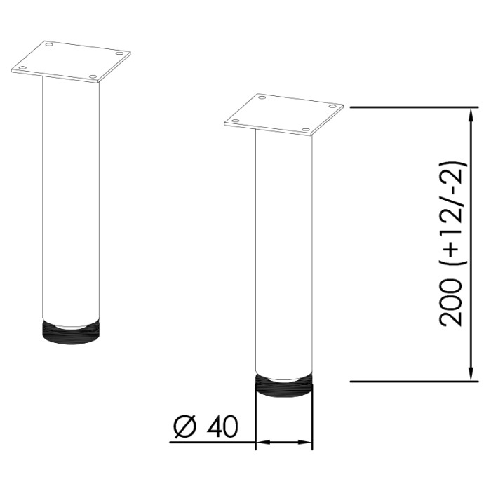 Set de 2 picioare pentru mobilier, Kolpasan, H=20 cm, crom [2]