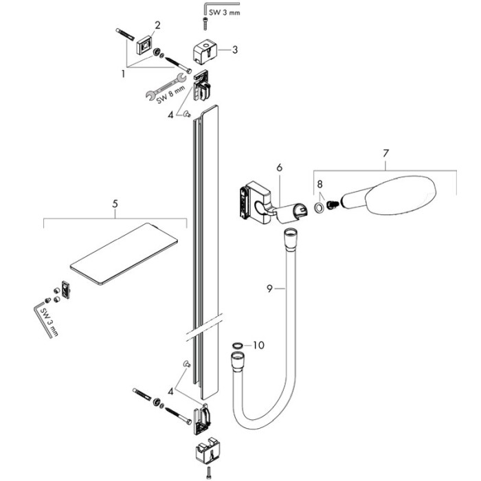 Set de dus cu bara 90 cm, Hansgrohe, Raindance Select S, Crom [4]