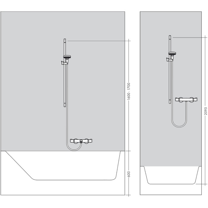 Set de dus cu bara de dus 65 cm, Hansgrohe, Crometta, baterie de dus Ecostat 1001 CL, crom [5]