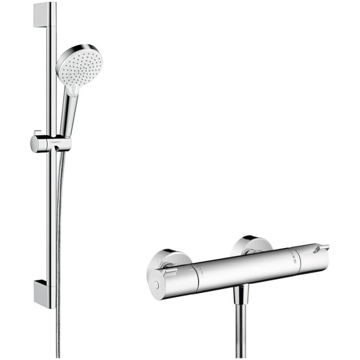 Set de dus cu bara de dus 65 cm, Hansgrohe, Crometta, baterie de dus Ecostat 1001 CL, crom [1]