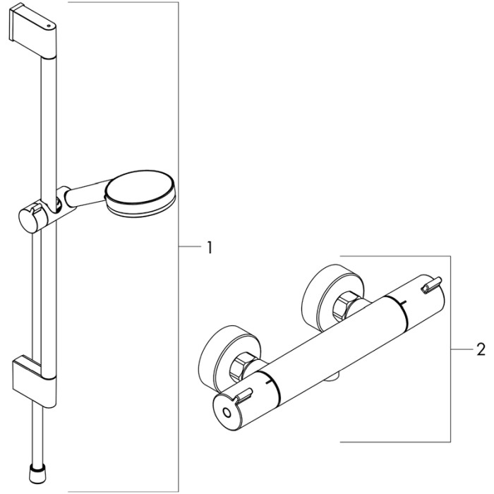 Set de dus cu bara de dus 65 cm, Hansgrohe, Crometta, baterie de dus Ecostat 1001 CL, crom [4]