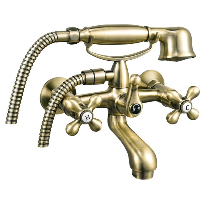 Set de dus, Ferro, Antica, baterie de dus cu para si furtun, bronz antichizat [1]