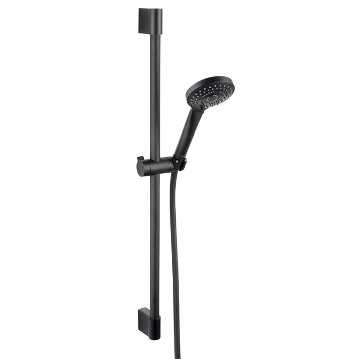 Set de duș, Ferro, Horn, cu pară de duș 3S, bară 65cm, cu suport pară și furtun 150cm, negru mat [1]