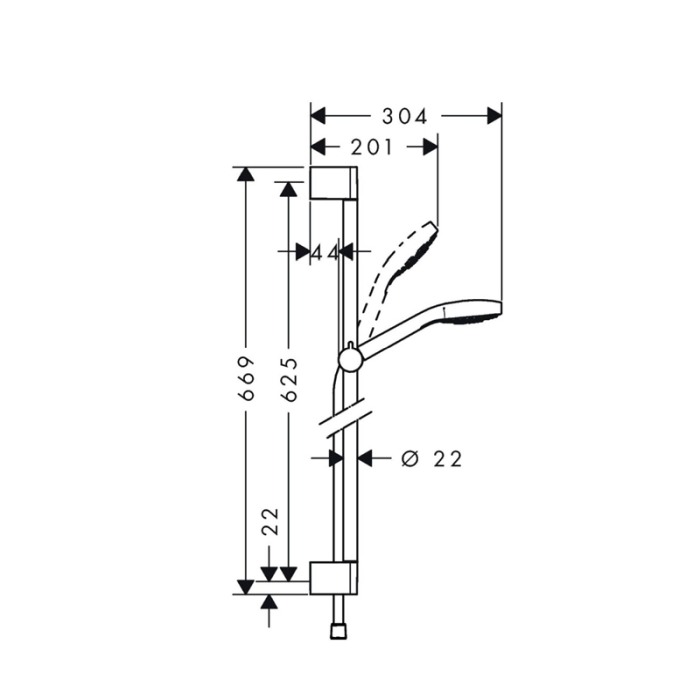 Set de dus Hansgrohe, Croma Select E Vario, para dus 3S, bara dus 65 cm, alb si crom [2]
