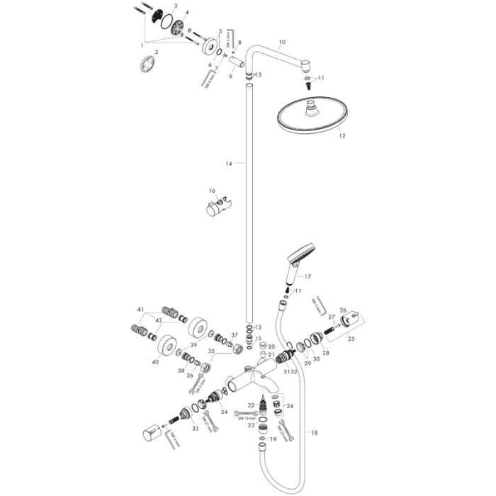 Set de dus Hansgrohe, Crometta S, cu baterie de cada termostatata, crom [4]
