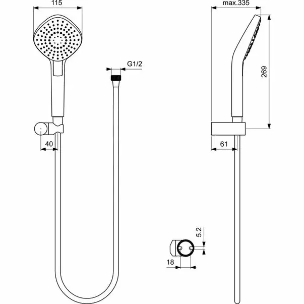 Set de dus Ideal Standard IdealRain Evo Diamond cu para dus 115 mm si agatatoare [2]
