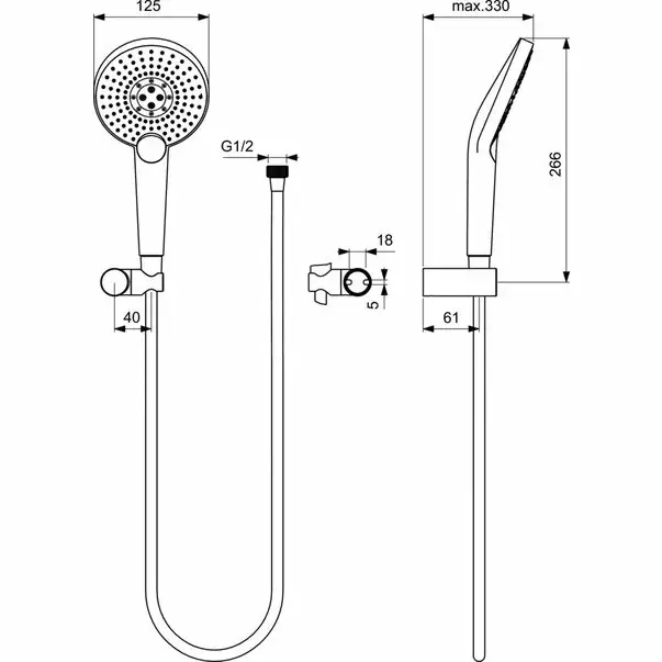 Set de dus Ideal Standard IdealRain EvoJet Round cu para dus 125 mm si agatatoare [2]