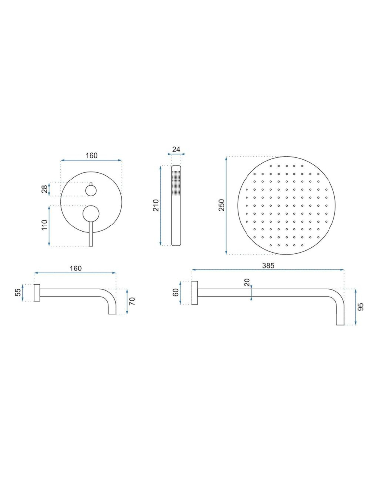 Set de duș incastrat Rea Lungo cupru + BOX [10]