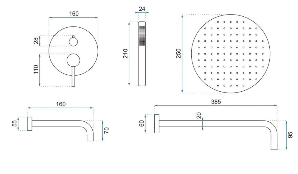 Set de duș incastrat Rea Lungo cupru periat cu BOX [9]