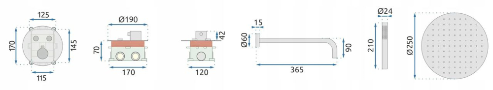 Set de duș incastrat Rea LUNGO negru mat + BOX [7]
