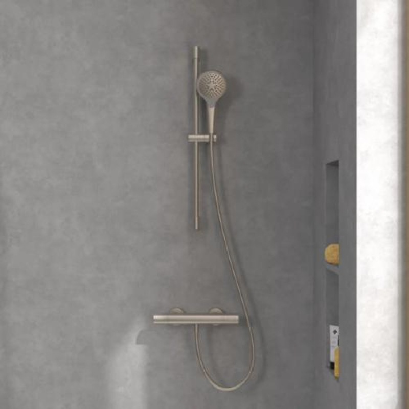 Set de duș Villeroy&Boch, Universal Showers, cu bară, pară duș și furtun, brushed nickel [2]