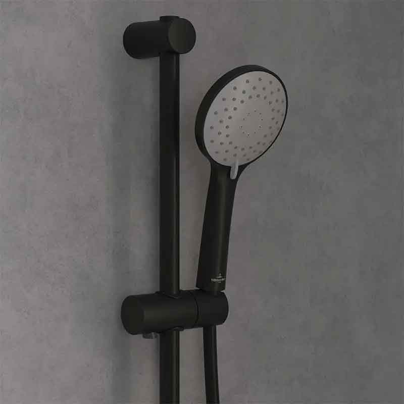 Set de duș Villeroy&Boch, Universal Showers, cu bară, portsăpun, pară duș și furtun, negru mat [2]