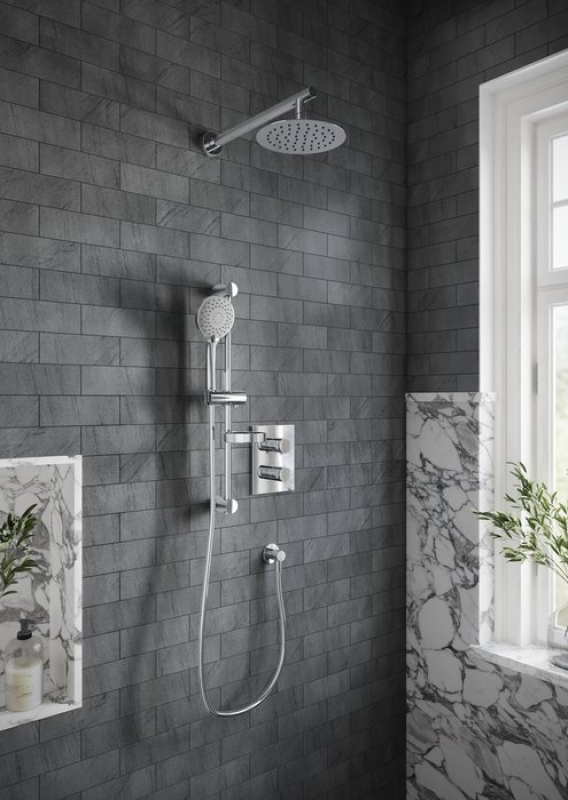 Set de duș Villeroy&Boch, Universal Showers, cu bară, portsăpun, pară duș și furtun, negru mat [4]