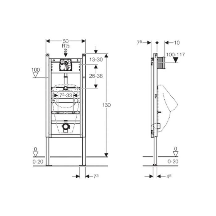 Set de instalare Geberit Prepack pentru pisoar cu senzor si clapeta alba [2]