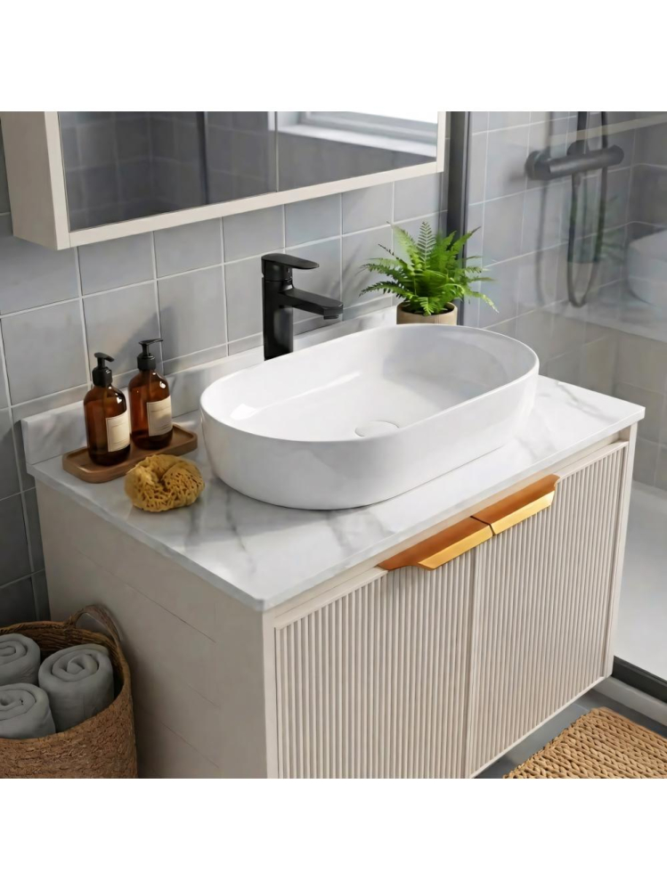 Set de mobilier de baie cu blat Marti 60cm Bej [4]