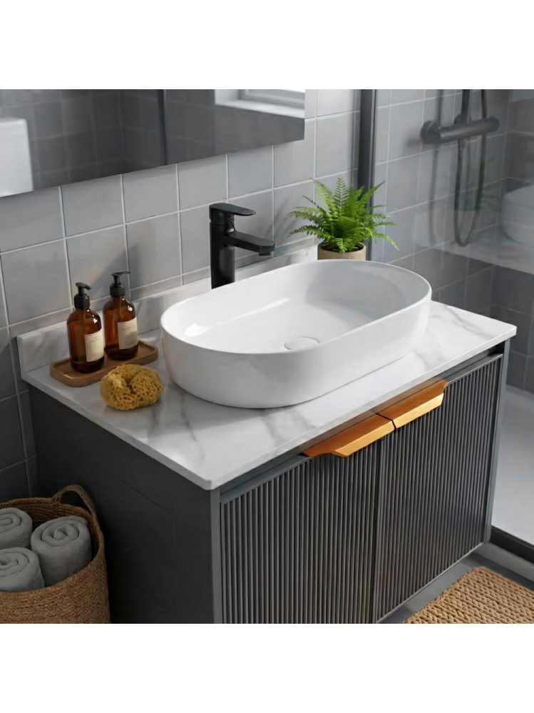 Set de mobilier de baie cu blat Marti 60cm gri [4]