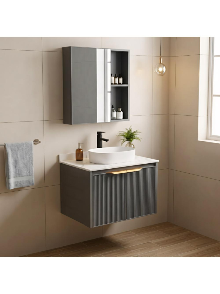 Set de mobilier de baie cu blat Marti 60cm gri [3]