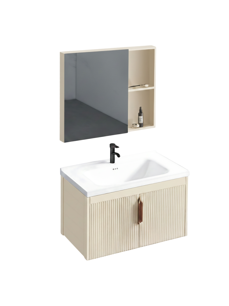 Set de mobilier de baie cu lavoar Astor 60 cm Bej [5]