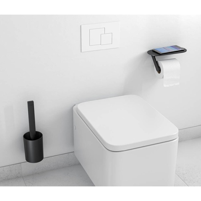 Set de portperie si suport hartie igienica, Hansgrohe, WallStoris, negru mat [3]