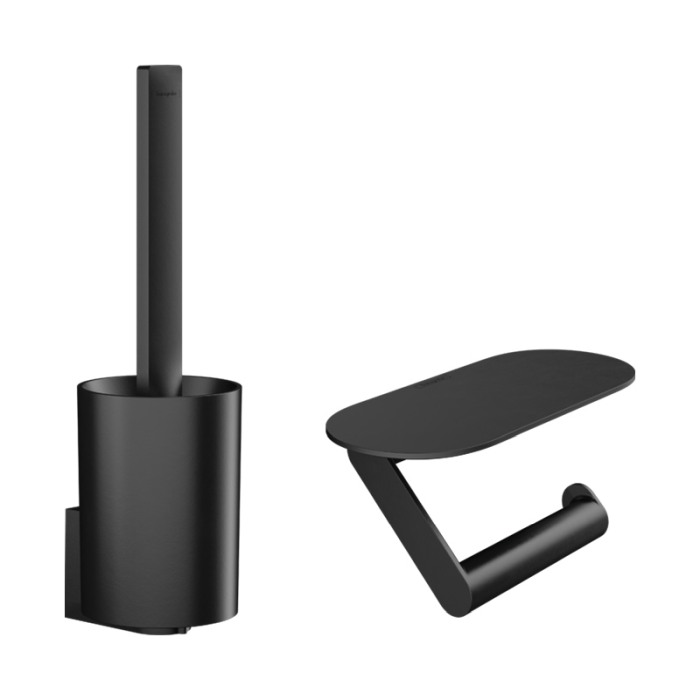 Set de portperie si suport hartie igienica, Hansgrohe, WallStoris, negru mat [1]