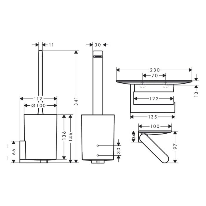 Set de portperie si suport hartie igienica, Hansgrohe, WallStoris, negru mat [2]