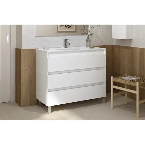Set dulap baza pe pardoseala Gala Daily antracit 3 sertare cu lavoar 80 cm [3]